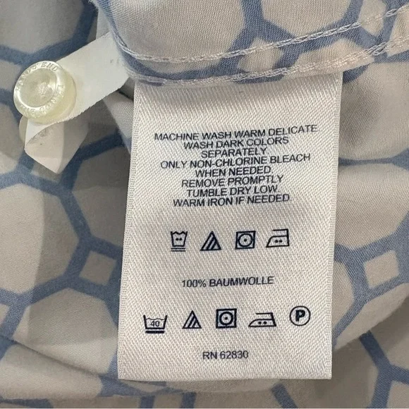 Lands' End Women Geometric Button Up Collar Long Sleeve Shirt 14W No Iron Cotton - Picture 9 of 11